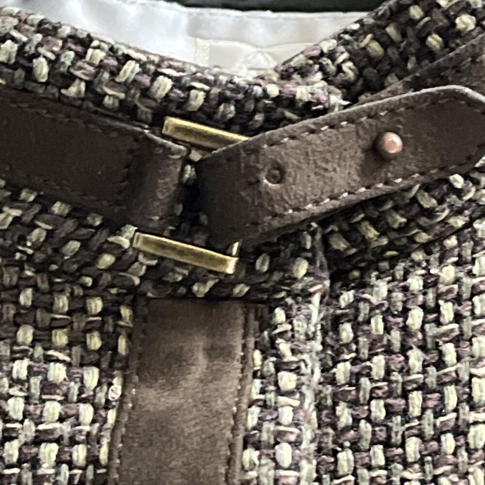 Doncaster Jacket Womans 10 Brown Woven Silk Tweed Blazer‎ Cropped  Dark Academia - Picture 6 of 13